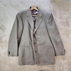 Bernhard Altmann Sport Coat Mens 46 Long Beige Wool Tweed Ventless 3 Btn Formal